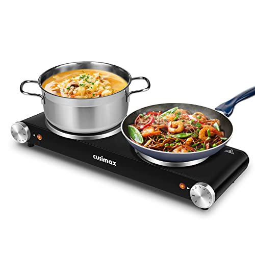 Hot Plate Electric Burner Single Burner Cast Iron hot plates for cooking Portable Burner with Adjustable Temperature Control Stainless Steel Non