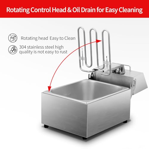 Commercial Deep Fryer Stainless Steel Dual Tank with 2 Baskets Capacity 10L X 2 Electric Countertop Fryer for Restaurant and Home Use