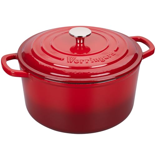 Enameled Cast Iron Dutch Oven Pot with Lid (4.5 QT / Red)