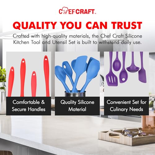 Premium Silicone Kitchen Tool and Utensil Set (5 Piece Set / Yellow)