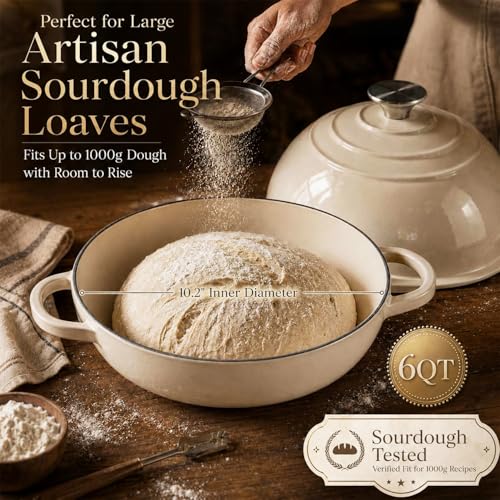 6QT Dutch Oven For Bread Baking (Ivory white)