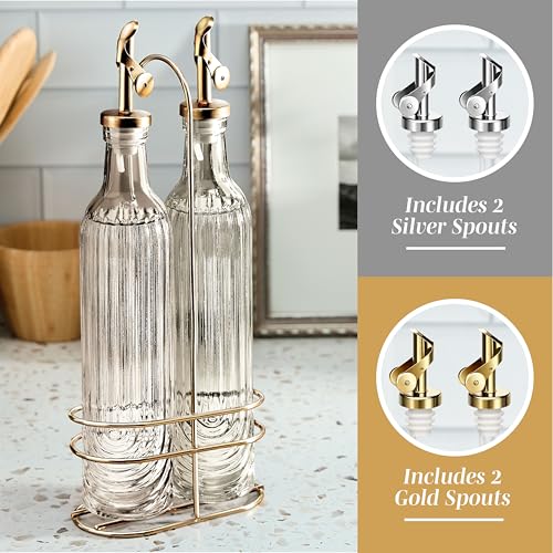 Glass Olive Oil Bottle Dispenser (Elegant Fluted / Brown)