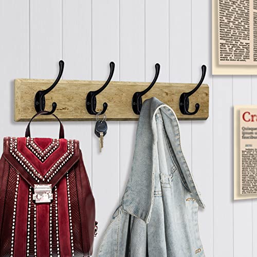 10 Pack Heavy Duty Dual Coat Hooks Wall Mounted with 40 Screws Retro Double Hooks Utility Black Hooks for Coat