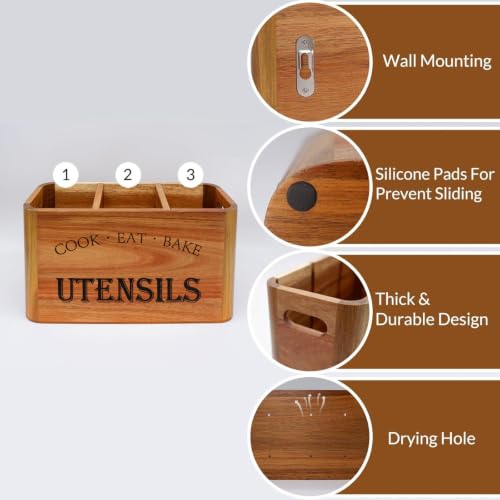 Wooden Kitchen Utensil Holder Organizer