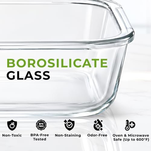 5 Piece Large 36oz Glass Storage Container Sets with Lids