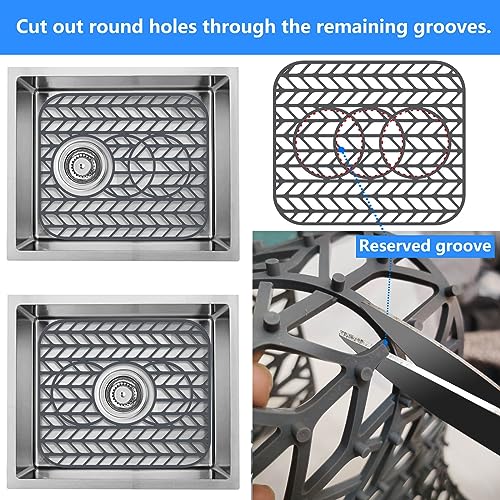 Sink Protectors for Kitchen Sink 13.58"x11.5"Silicone Kitchen Sink mat 2pcs (13.58"x11.6" / Gray)