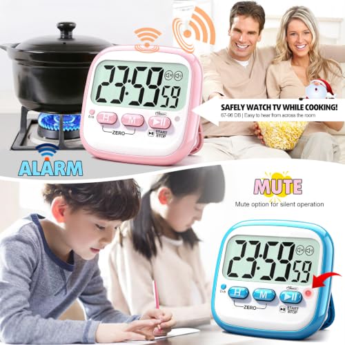 2 Pack Classroom Timers for Kids Teachers (2* Sky Blue & Pink)