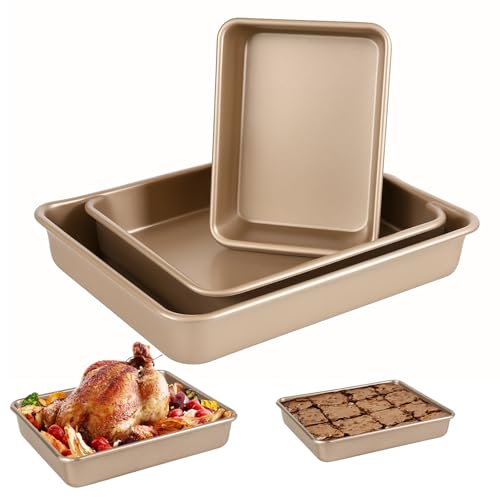 Deep Baking Pans Set Nonstick Heavy Duty