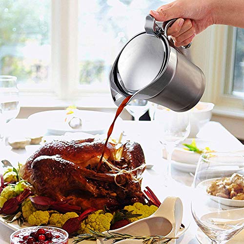 304 Stainless Steel Double Layer Insulation Gravy Boat Sauce Pot Flavor Serving Jug Kitchen Utensils 450ml for and Sauces