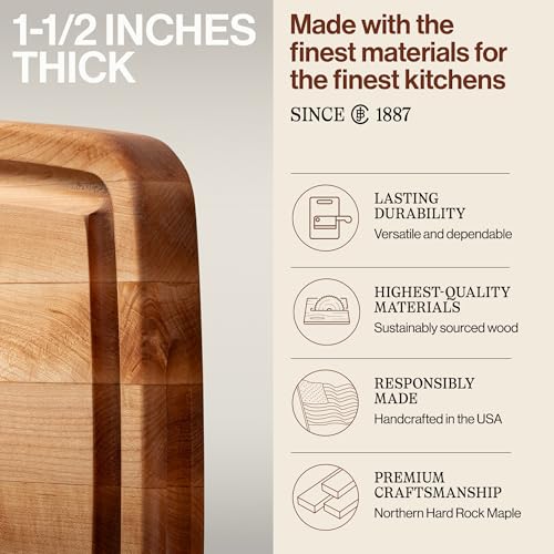 CB Series Rectangular Wooden Maple Cutting Board 20”x14” (20"L x 14"W)