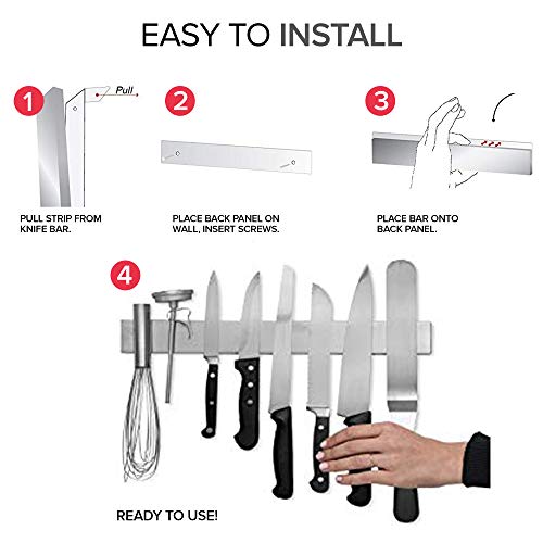 16 Inch Stainless Steel Magnetic Knife Bar (16" 12 Count / Metal)