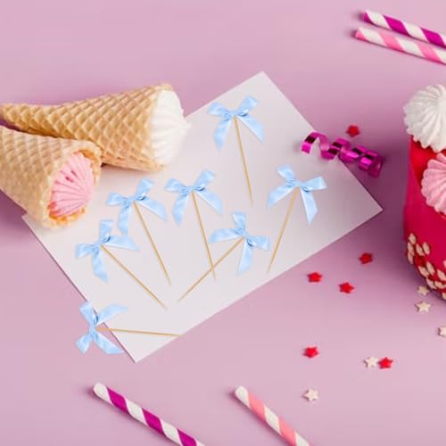 40 PCS Pink Bow Cupcake Toppers