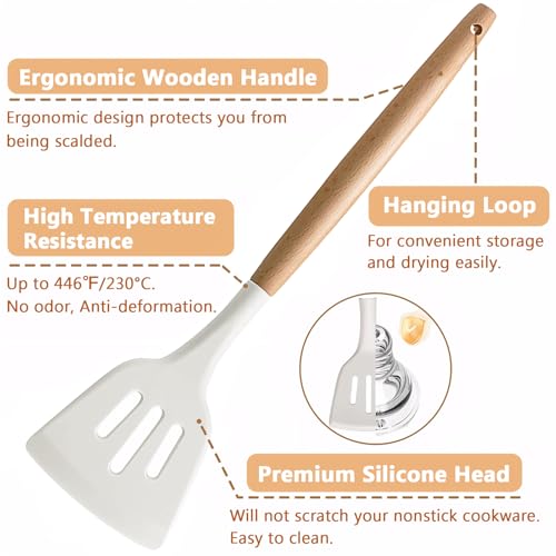 Silicone Kitchen Utensils Set of 5 (Standard 5-Piece Set / White)