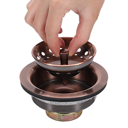3-1/2 Inch Kitchen Sink Drain Assembly with Strainer Basket/Stopper, all Stainless Steel Durable and Rustproof