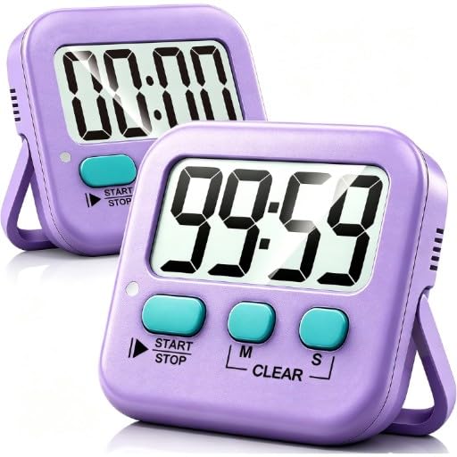 2 Pack Digital Timer for Kids Classroom Kitchen Timers for Cooking (1 * Fresh Purple)
