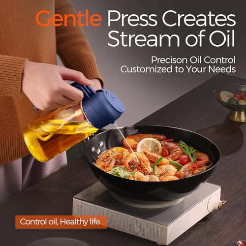 16 oz 2-in-1 Glass Olive Oil Sprayer for Cooking, Black&Navy (2Pcs Black & Navy)