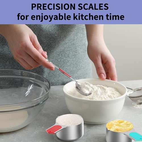 Magnetic Stainless Steel Measuring Cups and Spoons Set for Cooking & Baking