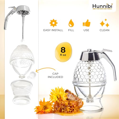 8oz No Drip Glass Honey Dispenser with Plastic Top