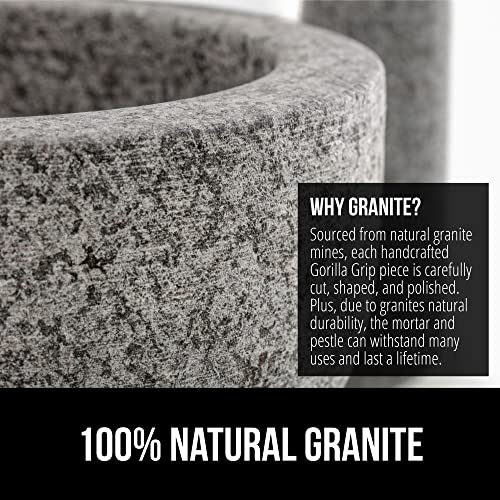 Natural Granite Stone Lab Mortar and Pestle Set (Unpolished Gray / 1.5 Cup)