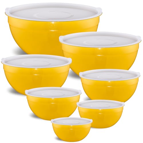 Yellow Mixing Bowls with Airtight Lids (Yellow / 7 Pieces)