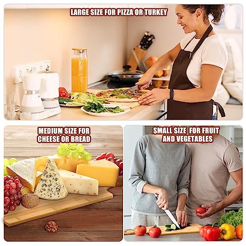 12 Packs Wooden Cutting Board Set with Handles Large Kitchen Serving Plain Chopping Board Bulk Gifts for Mom for Vegetables Meat Pizza Cheese Fruit Bread (17 x 6 Inch)
