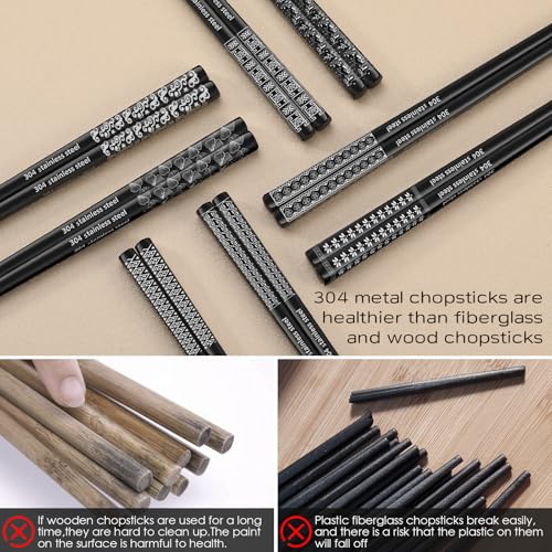 8 Pairs Metal Chopsticks Reusable 18
