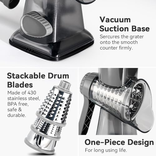 Cheese Grater Hand Crank Rotary Cheese Grater with Handle