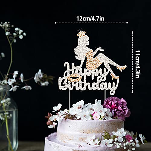 Rhinestone Lady Happy Birthday Cake Topper