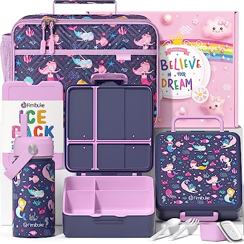 Kids Bento Lunch Box with Toddler Insulated Water Bottle Lunch Bag