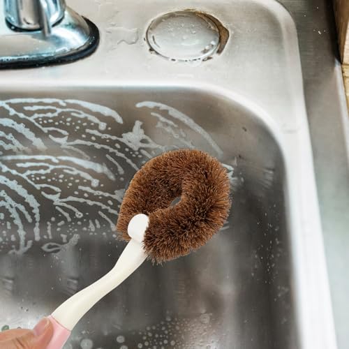 2 Pack Kitchen Scrub Brushes for Cleaning Dish Brush with Handle for Pans