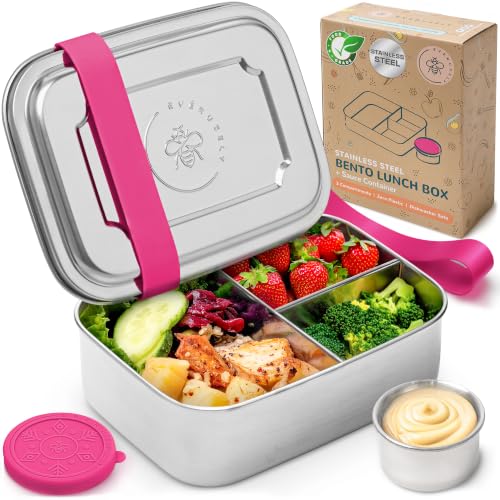 Bento Box Stainless Steel Lunch Box with Leakproof Condiment Container