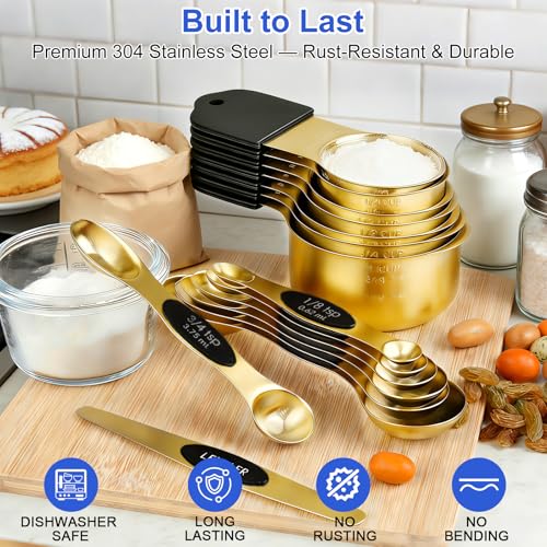 Magnetic Measuring Cups and Spoons Set (Gold / Magnetic Measuring Cups and Spoons Set)