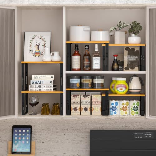 2 Pack Expandable Kitchen Cabinet Organizer Shelves