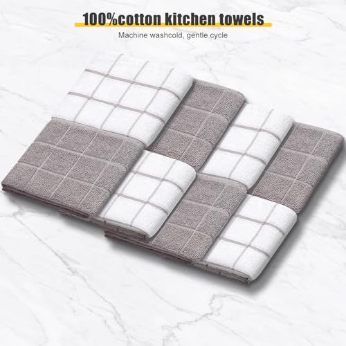 Oven Mitts Kitchen Towels Dishcloths with Pot Holders Sets 12PCS (Gray)
