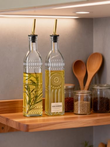 2 Pcs Olive Oil Dispenser Bottle for Kitchen (Two squares)