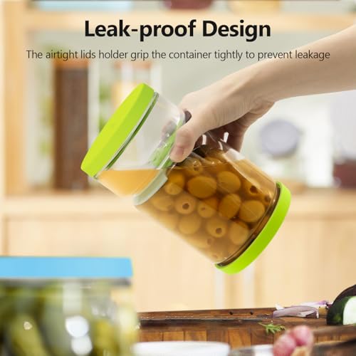 Glass Pickle Jar with Strainer Flip for Pickle Lover