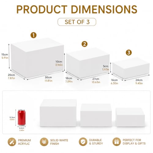 3 Pack Acrylic White Box Display For Food