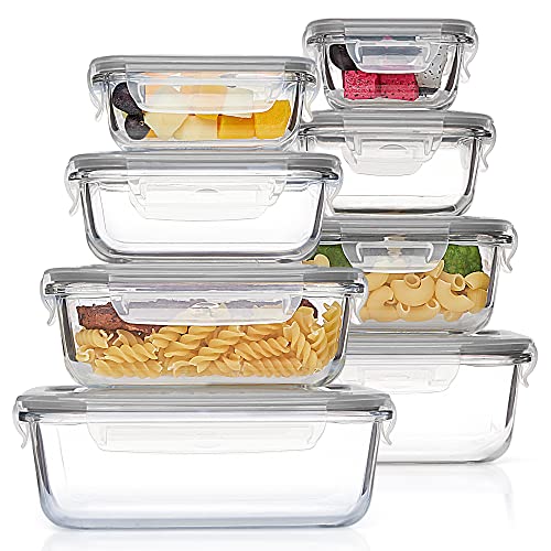 8 Pack Glass Food Storage Containers with Lids