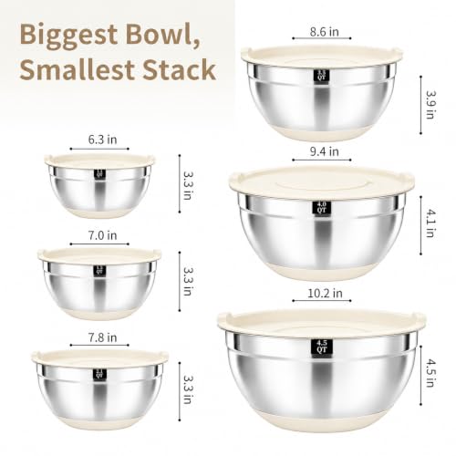 21 PCS Khaki Mixing Bowls with Lids Set (21Pcs khaki Mixing Bowls)