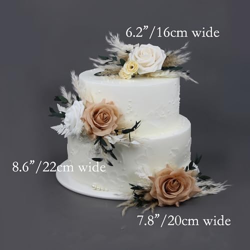 3Pcs Pre made Cake Topper Cake Decorating Flowers for Cake Decor Cake Flowers for Wedding Baptism Birthday Party Bridal Baby Shower
