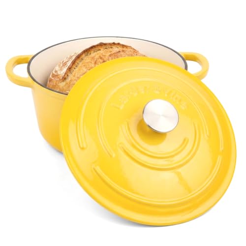 5.7 qt Enameled Cast Iron Dutch Oven Pot with Lid (Limoncello / 5.7 QT)