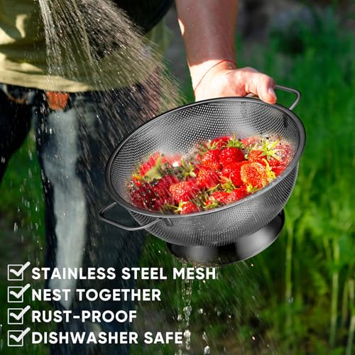 3 Pcs Stainless Steel Colander Set Metal Mesh Strainers