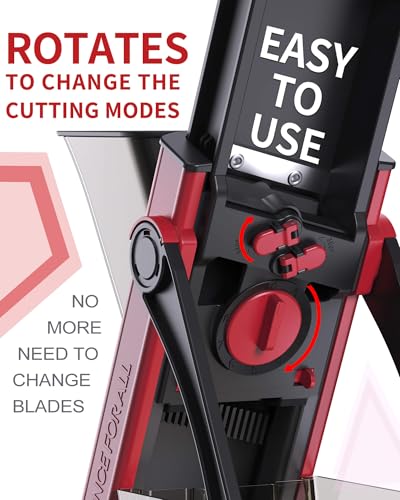 Safe Mandoline Slicer Plus with Peeler (Red)