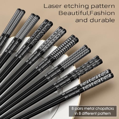 8 Pairs Metal Chopsticks Reusable 18