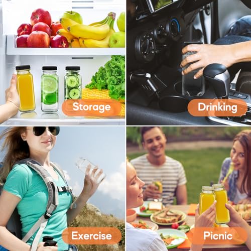 Glass Square Juice Bottles with Lids Group