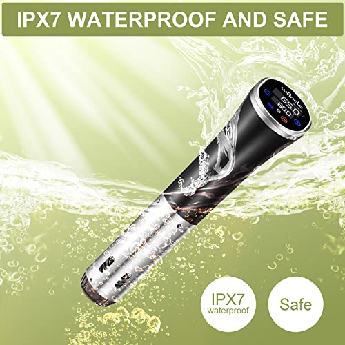 Sous Vide Wancle Sous Vide Cooker 1100W IPX7 Waterproof Thermal Immersion Circulator With Reservation Function (Black)