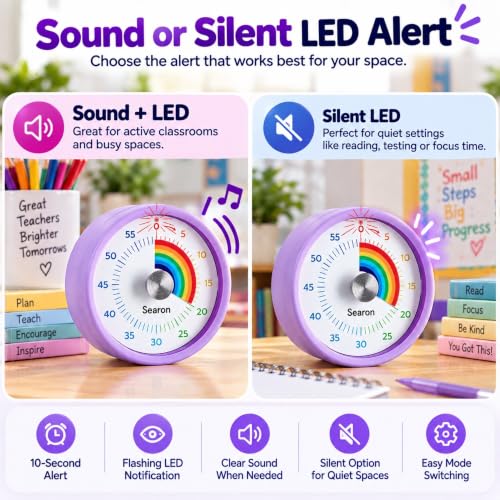 Magnetic Visual Timer for Classroom (Purple)