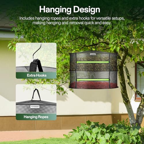 Mesh Drying Rack Hanging Design with Green Zippers for Dehydrating