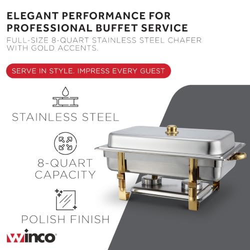 8 qt Silver Malibu Stainless Steel Chafer with Accents (8 Quart (Full Size))