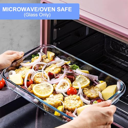 8 Pieces Glass Baking Dish with Lids Rectangular Glass Baking Pan Bakeware Set with BPA Free Lids